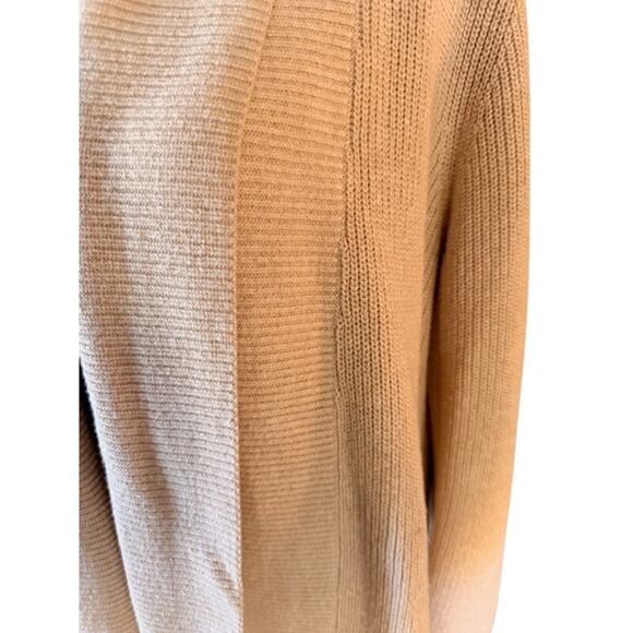 Lands’ End Women’s 1X Ribbed Cardigan Sweater Camel Tan Cotton Wool Blend - Picture 3 of 7